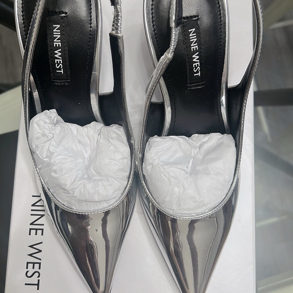 Nine West Silver Pointed-Toe Heels
